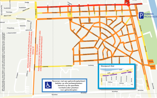 parkeerkaart Nieuwpoort met kleurzones